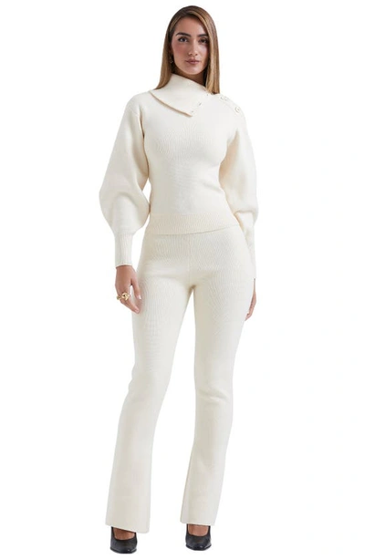 House Of Cb Adelita Split Cowl Neck Sweater In Cream