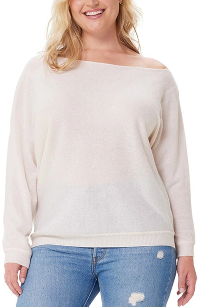 Shop Minnie Rose One-shoulder Cotton & Cashmere Sweater In White