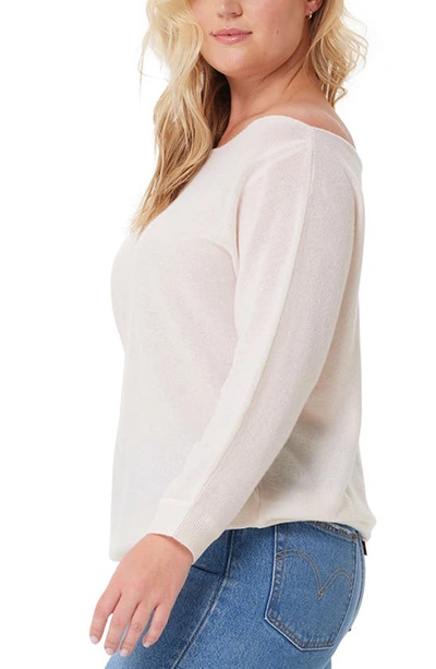 Shop Minnie Rose One-shoulder Cotton & Cashmere Sweater In White