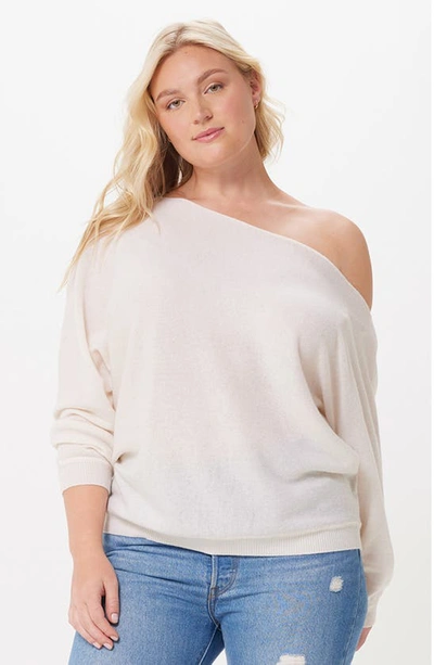 Shop Minnie Rose One-shoulder Cotton & Cashmere Sweater In White