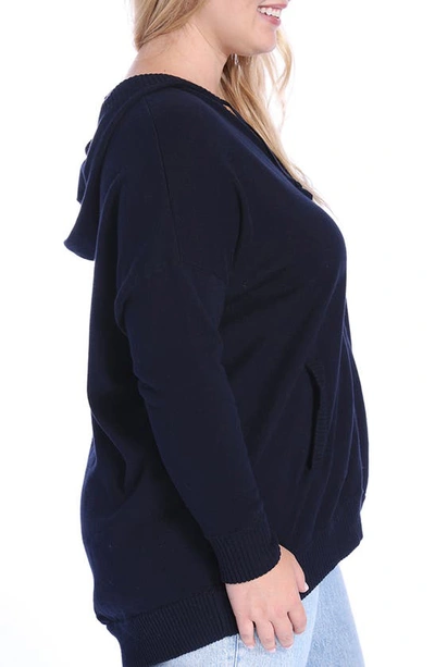 Shop Minnie Rose Cashmere Zip Hoodie Jacket In Navy