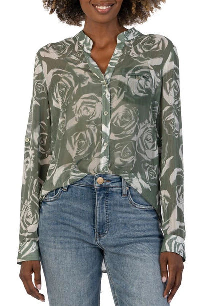 Shop Kut From The Kloth Jasmine Chiffon Button-up Shirt In Rocroi Rose-yarrow