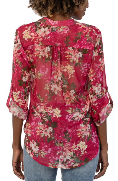 Shop Kut From The Kloth Jasmine Chiffon Button-up Shirt In Quartu-fuchsia/ Peach