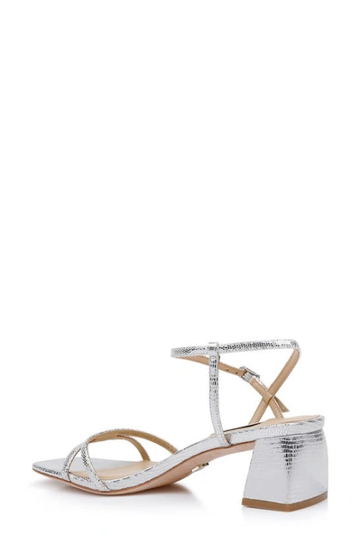 Badgley Mischka Carlota Metallic Embossed Ankle-strap Sandals In Silver