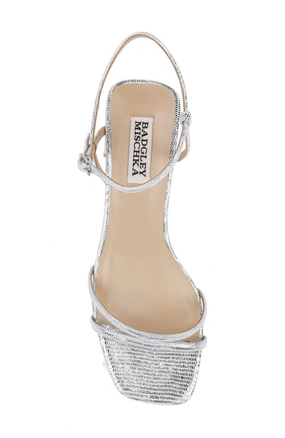 Badgley Mischka Carlota Metallic Embossed Ankle-strap Sandals In Silver