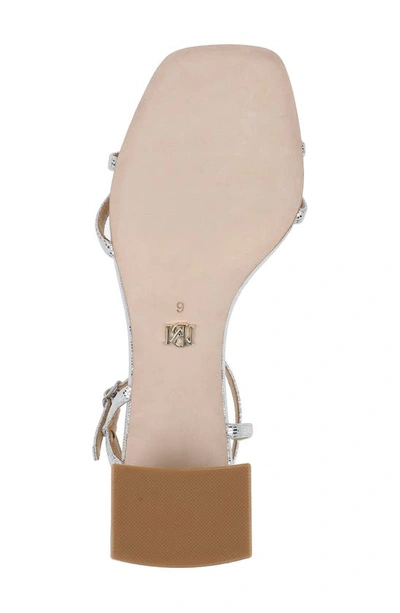 Badgley Mischka Carlota Metallic Embossed Ankle-strap Sandals In Silver