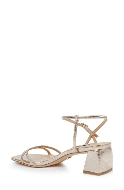 Badgley Mischka Carlota Metallic Embossed Ankle-strap Sandals In Platino