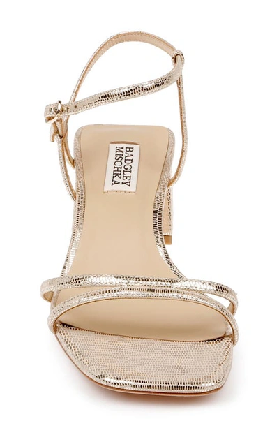 Badgley Mischka Carlota Metallic Embossed Ankle-strap Sandals In Platino