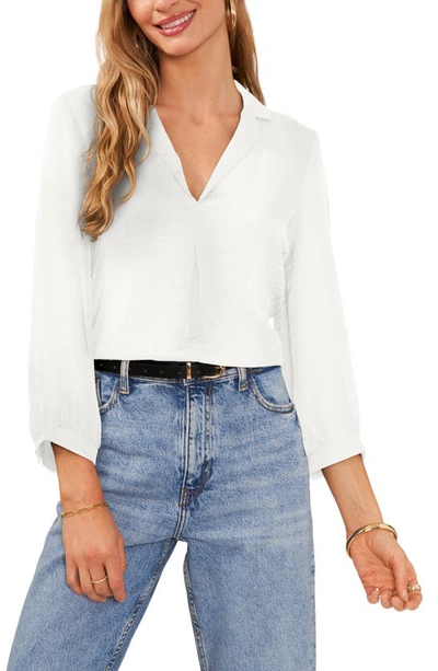 Shop Vince Camuto Pleat Front Satin Shirt In New Ivory