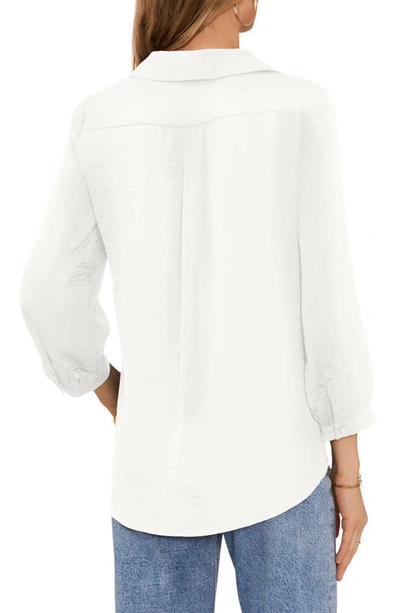 Shop Vince Camuto Pleat Front Satin Shirt In New Ivory