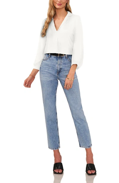 Vince Camuto Pleat Front Satin Shirt In New Ivory