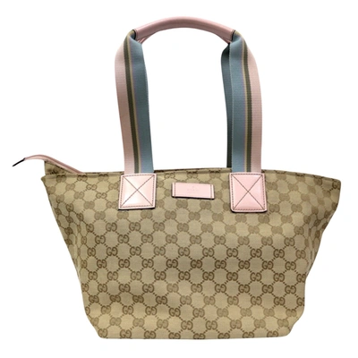 Shop Gucci Beige Canvas Shopper Bag ()