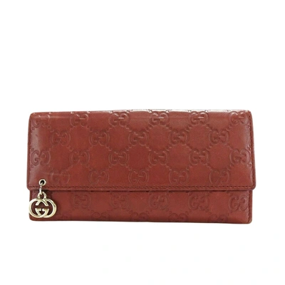 Shop Gucci Ssima Burgundy Leather Wallet  ()