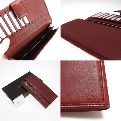 Shop Gucci Ssima Burgundy Leather Wallet  ()