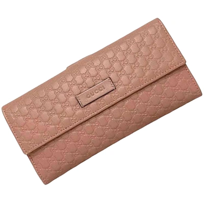 Shop Gucci Ssima Pink Leather Wallet  ()