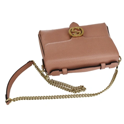 Shop Gucci Interlocking G Pink Leather Shoulder Bag ()