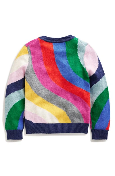 Shop Mini Boden Kids' Rainbow Wave Sweater In Blue Multi