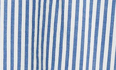Shop Madewell Stripe Patch Pocket Oversize Poplin Button-up Shirt In Riverside Stripe Pure Blue
