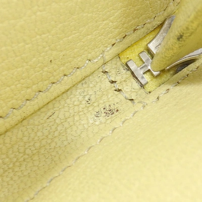 Shop Hermes Hermès Azap Yellow Leather Wallet  ()