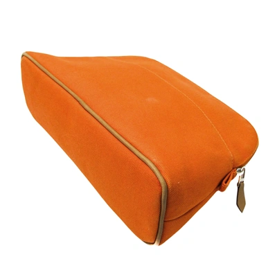 Shop Hermes Hermès Bolide Orange Cotton Clutch Bag ()