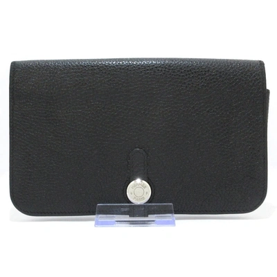 Shop Hermes Hermès Dogon Black Leather Wallet  ()
