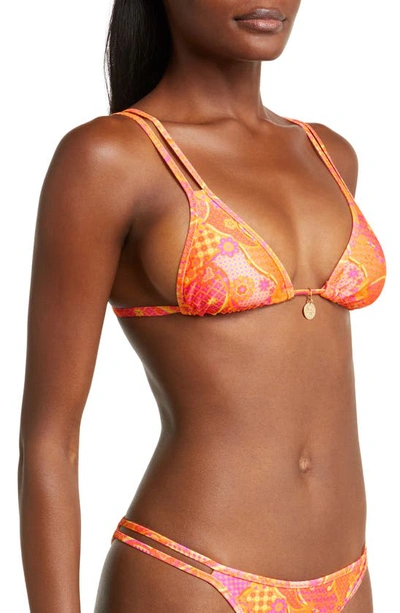 Shop Kulani Kinis Strappy Triangle Bikini Top In Citrus Sunrisednu