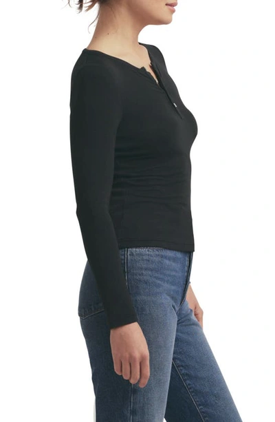 Shop Favorite Daughter The Long Sleeve Rib Henley In Black