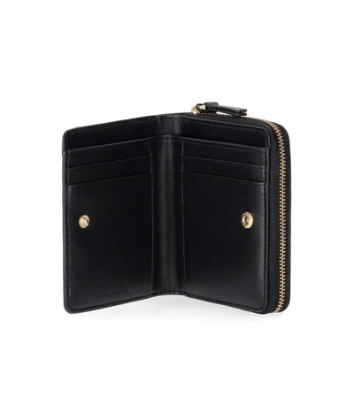 Shop Marc Jacobs The Leather Mini Compact Black Wallet
