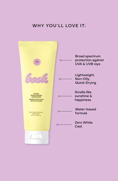 Shop Bask Sheer Moisturizing Sunscreen Broad Spectrum Spf 50 Lotion, 3.4 oz