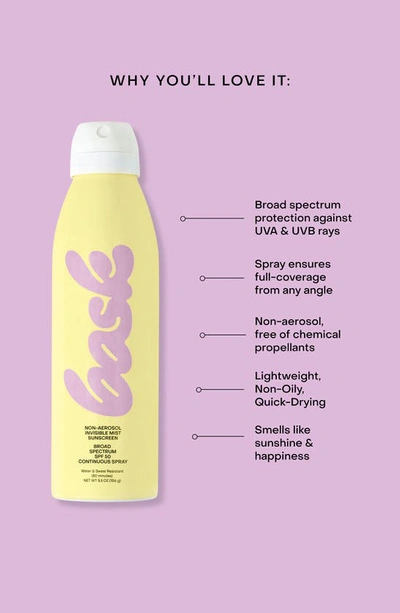 Bask Non-aerosol Invisible Mist Sunscreen Broad Spectrum Spf 50 Continuous Spray