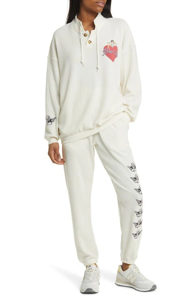 Shop Boys Lie On The Edge V2 Thermal Sweatpants In Cream