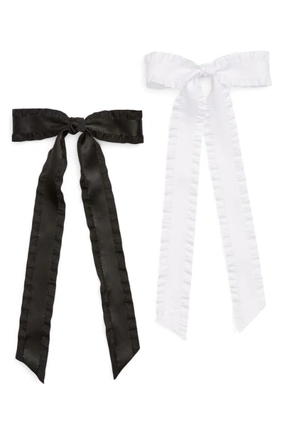 Shop Tasha Assorted 2-pack Lace Bow Barrettes In Black/ White