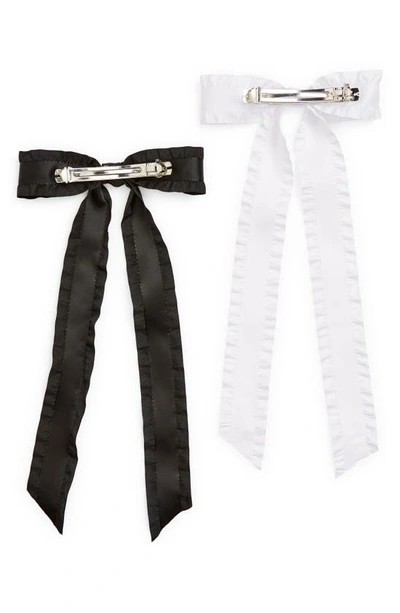 Shop Tasha Assorted 2-pack Lace Bow Barrettes In Black/ White