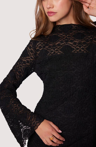 Shop Lost + Wander Midnight Melody Bell Sleeve Lace Minidress In Black