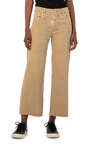 Shop Kut From The Kloth Meg Fab Ab Raw Hem High Waist Ankle Wide Leg Jeans In Toast