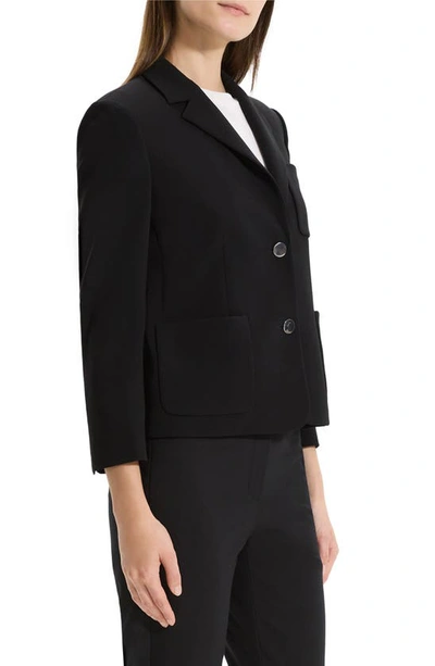 Theory Patch Pocket Shrunken Crepe Jacket In Black