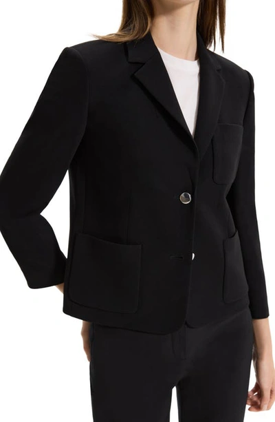 Theory Patch Pocket Shrunken Crepe Jacket In Black