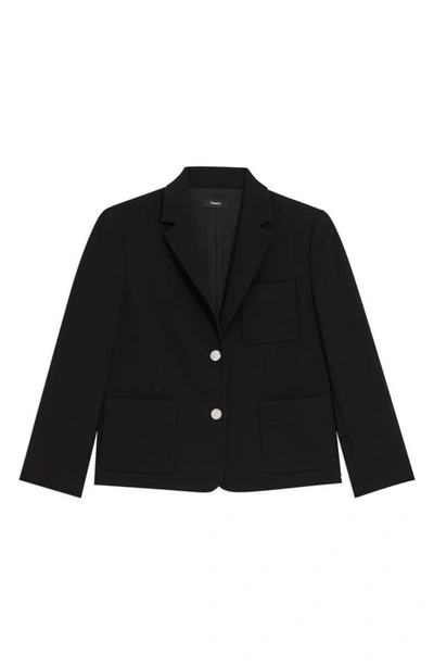 Theory Patch Pocket Shrunken Crepe Jacket In Black