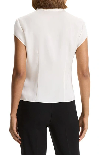 Shop Theory Cap Sleeve Silk Shirt In Ivory