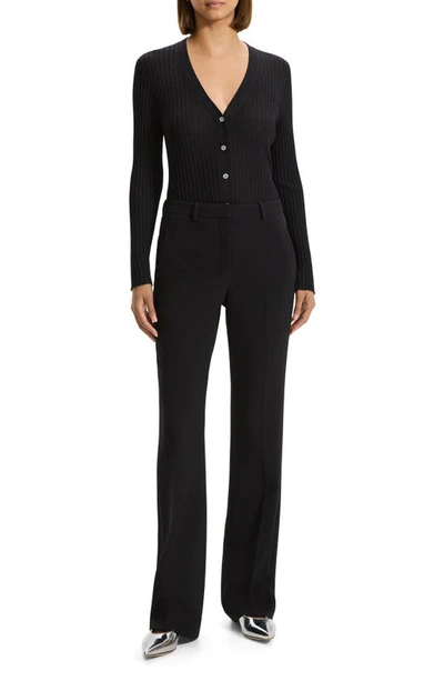 Theory Flared Full-length Pant In Good Wool In Black