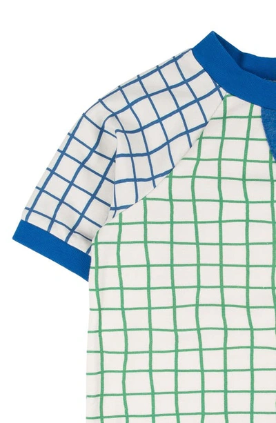 Shop Miki Miette Iggy Grid Print Short Sleeve Sweatshirt In Creme