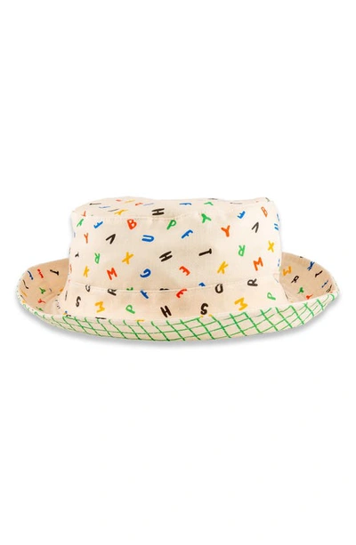 Shop Miki Miette Reversible Cotton Bucket Hat In Creme