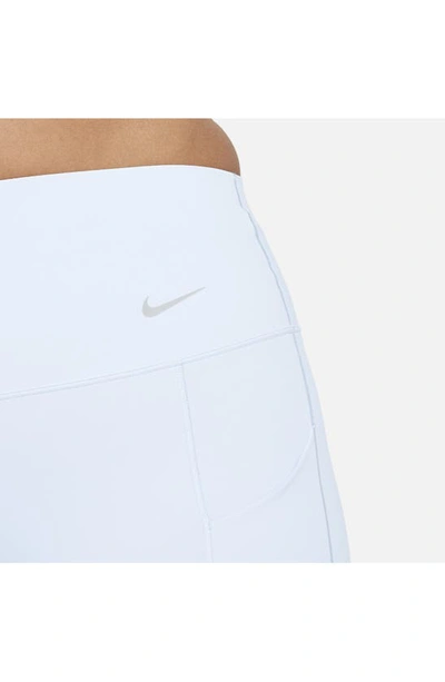 Shop Nike Universa Medium Support High Waist 7/8 Leggings In Blue Tint/black