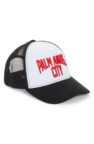 Shop Palm Angels Pa City Embroidered Baseball Cap In Black Red