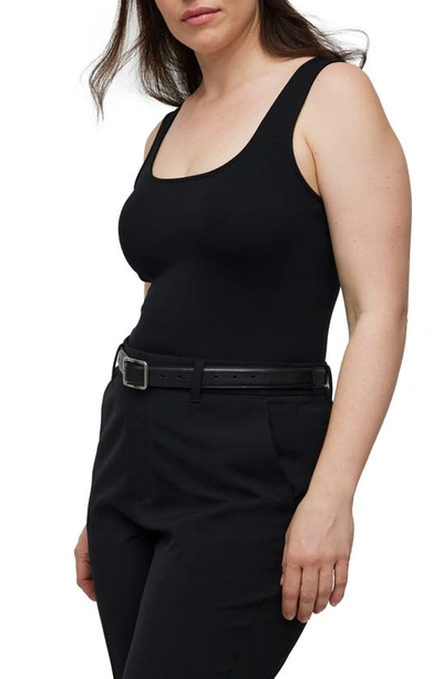 Shop Madewell Wide Strap Tank Thong Bodysuit In True Black