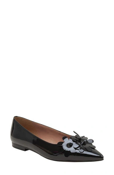 Shop Linea Paolo Narcisus Pointed Toe Flat In Black Patent