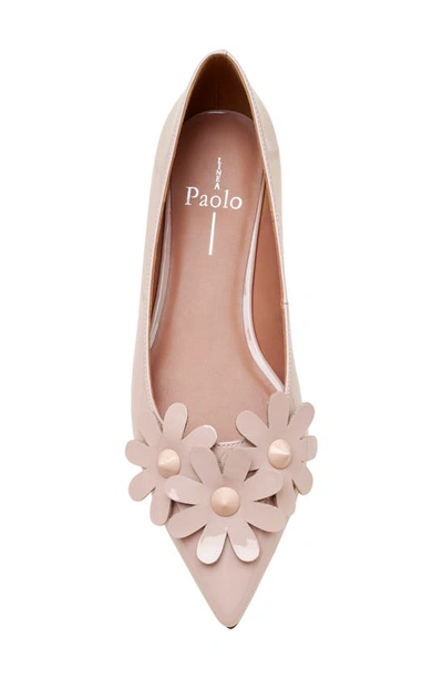 Linea Paolo Narcisus Pointed Toe Flat In Beige Patent