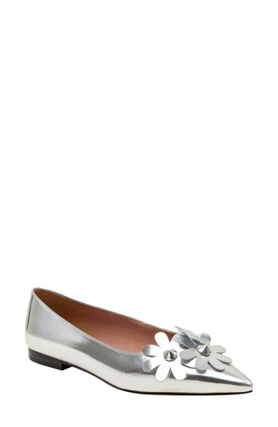 Shop Linea Paolo Narcisus Pointed Toe Flat In Silver