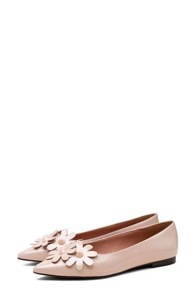 Linea Paolo Narcisus Pointed Toe Flat In Beige Patent