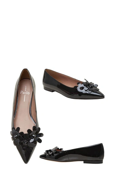 Linea Paolo Narcisus Pointed Toe Flat In Black Patent